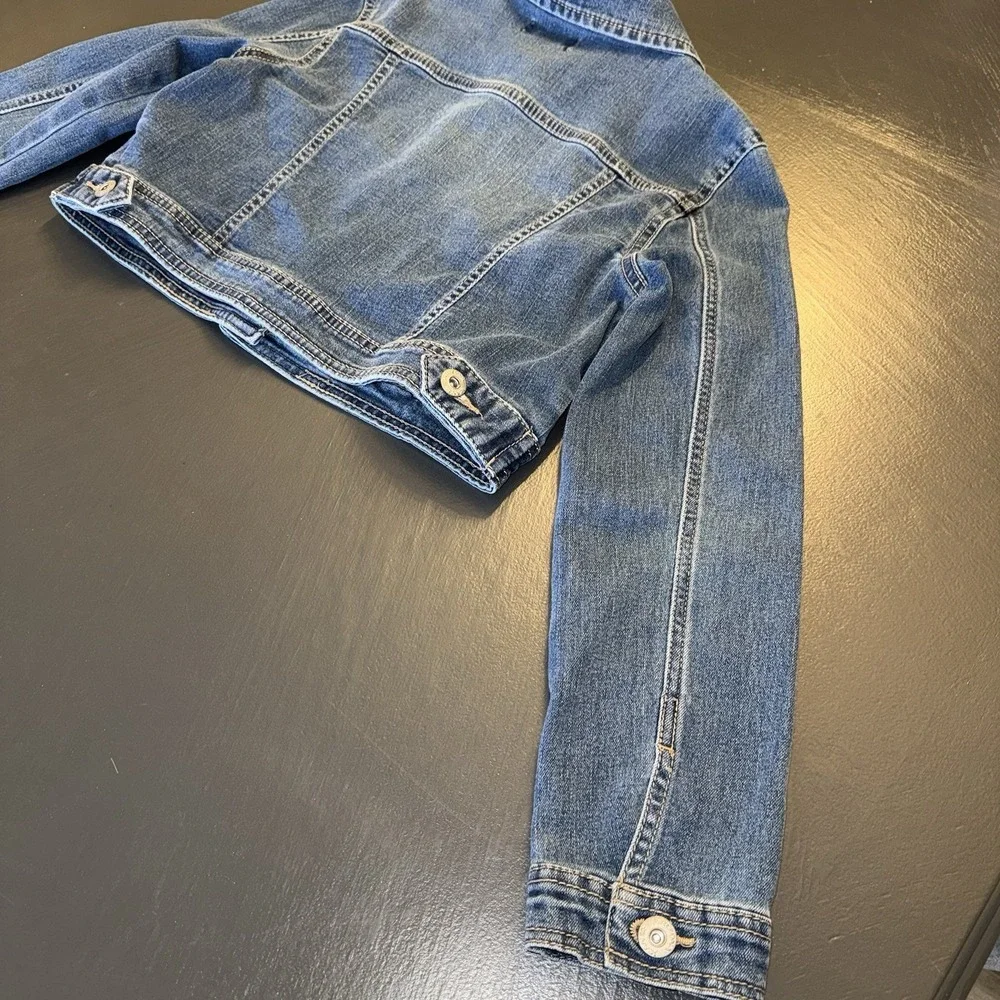 Cute Arizona Jean Co Denim Jacket Girls Size XL (14/16) Blue Button Up Cropped‎